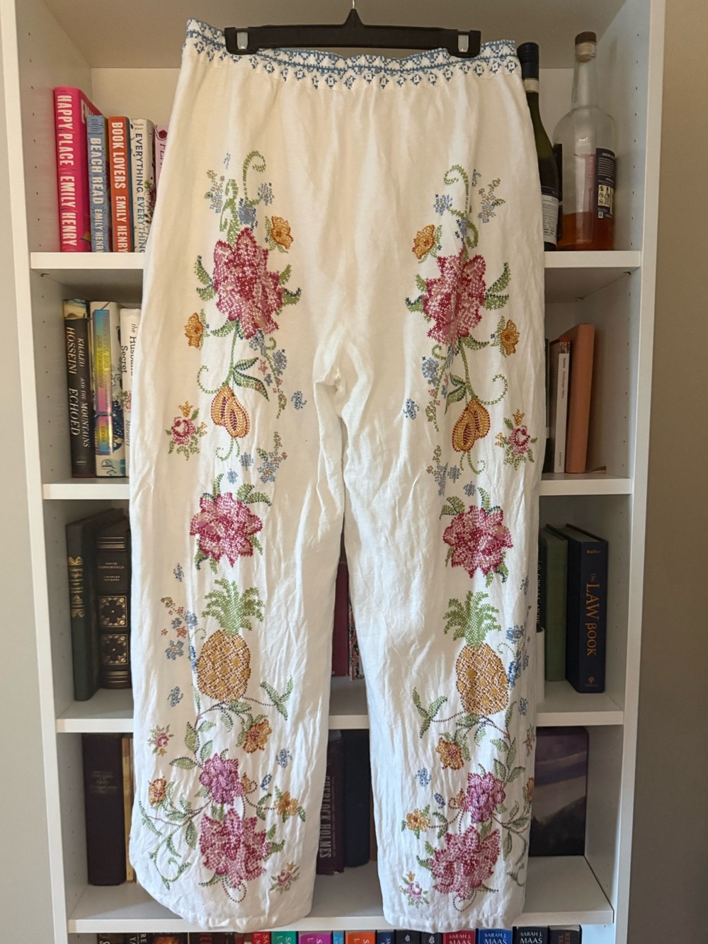 Rachel Zoe Embroidered Floral Linen Pants, Waist 16.5", EUC - Picture 2 of 5